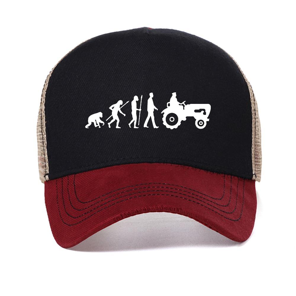 Men Humorous Tractor Evolution Graphic Baseball Cap Outdoor Casual Breathable Mesh Trucker Hat Fashion Snapback Hats