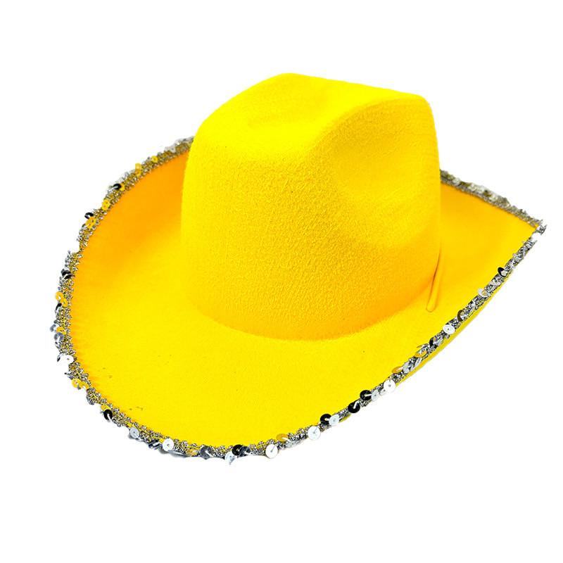 Christmas Cowboy Hat With Silver Edge For Holiday Party Costumes