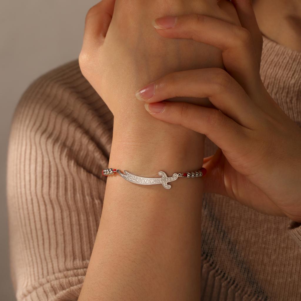 Jeshayuan Imam Ali Zulfiqar Sword Bracelet for Women Arabic Calligraphy Muslim Men Bracelets Stainless Steel Amulet Jewelry