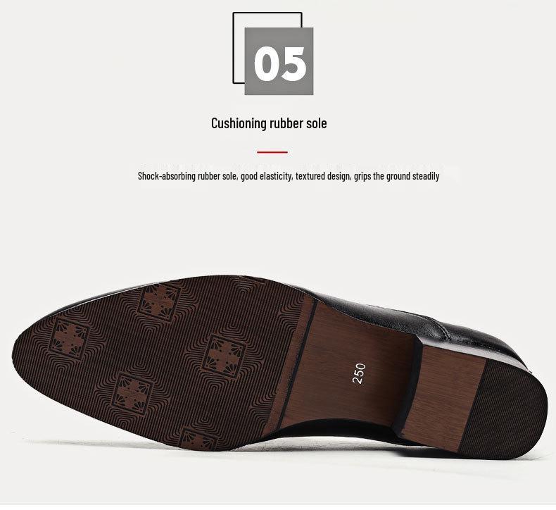 Men's High Heel Leather Shoes - 6CM and 8CM Height Options, Genuine Leather, Trendy Pointed Design