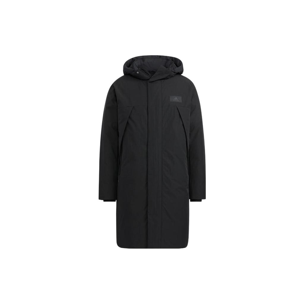 Adidas Logo Zip Down Jacket Unisex Outerwear Black HR5233