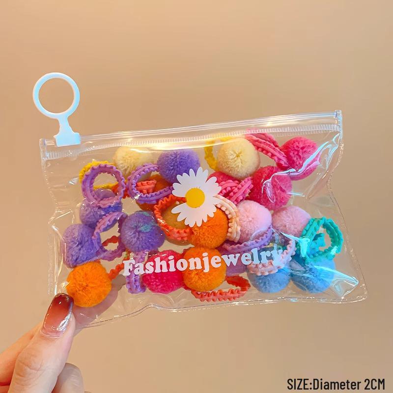 Girls' Cute Lace Pompom Hair Ties: Damage-Free Ponytail Accessories