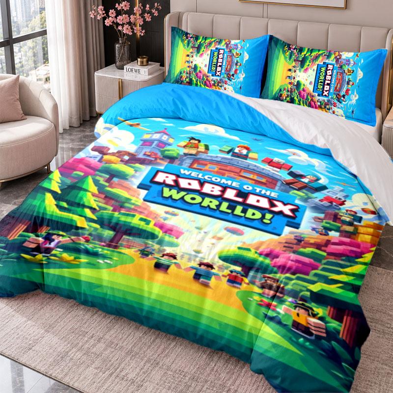Roblox 3Pcs Bedding Set Duvet Cover With Two Pillowcases For Bedroom Home Decoration