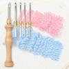 Adjustable Knitting Embroidery Pen Weaving Felting Craft Punch Needle Threader Wooden Handle Replaceable Hooking Tool Kits