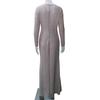 Spring Autumn Women Formal Dress Solid Color Deep V Neck Ruched High Waist