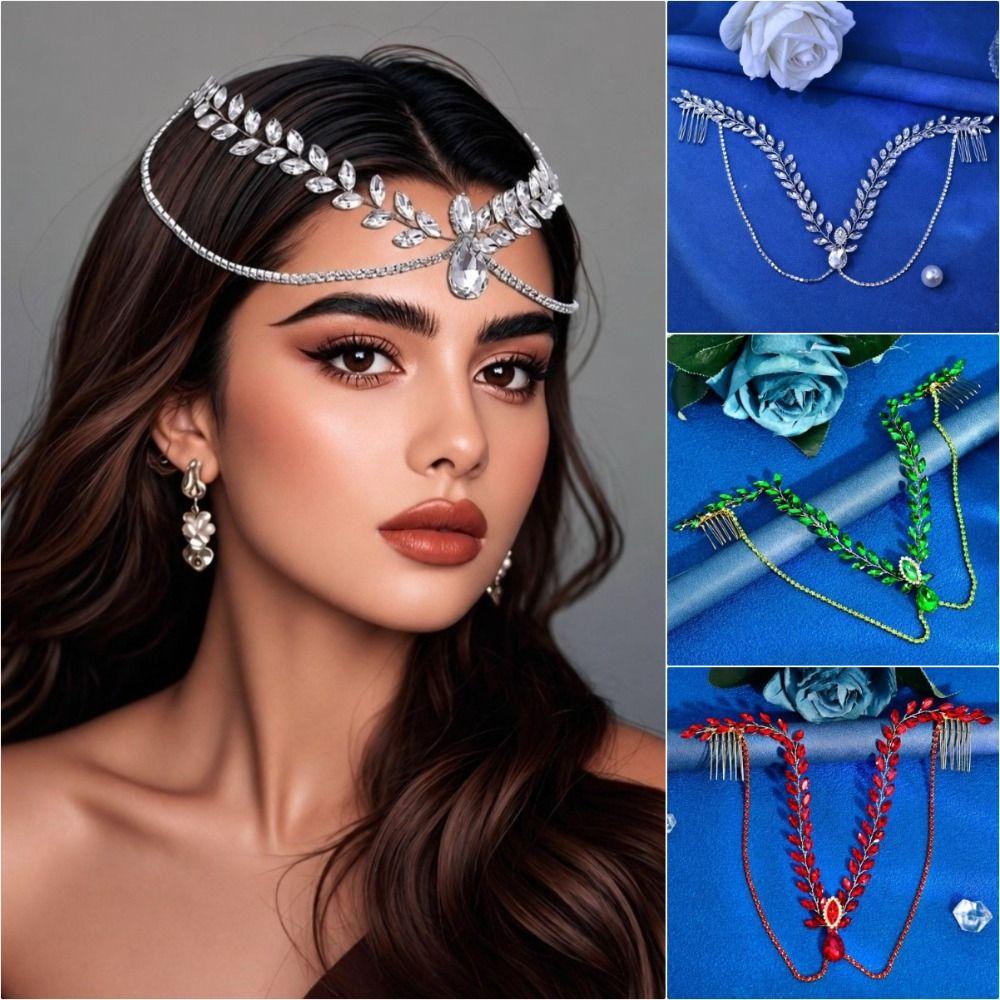 Shining Wedding Rhinestone Headband Solid Color Hair Comb Exquisite Women's Headwear Wedding