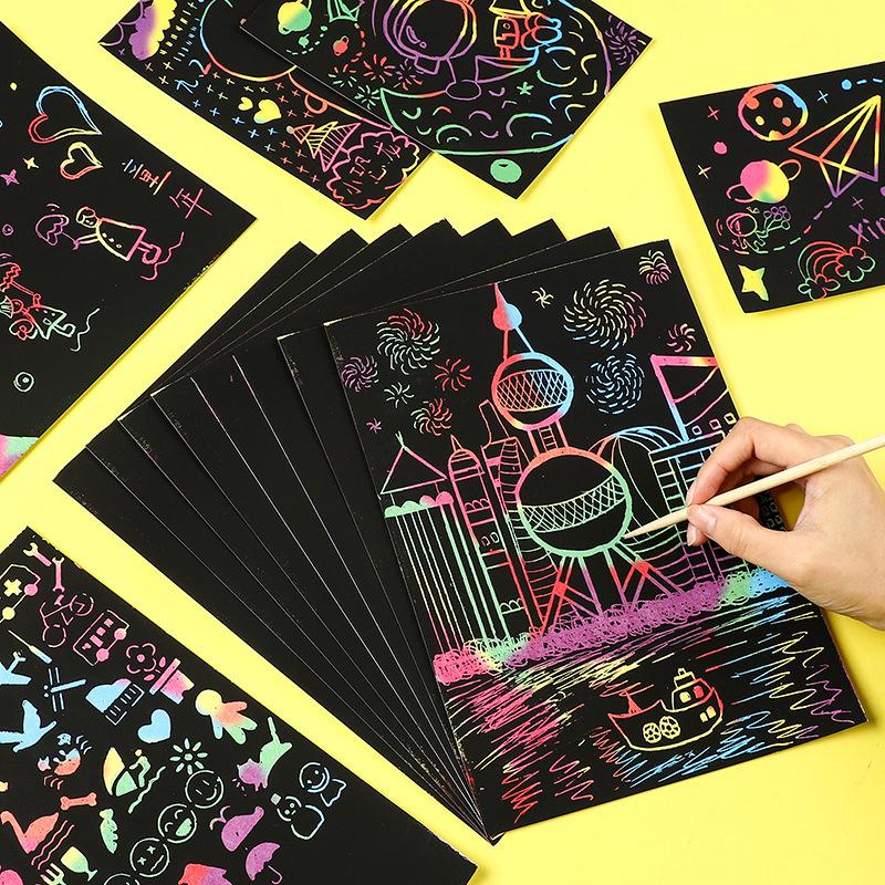 1 sada dětská knížka kutily graffiti Montessori vzdělávací hračky duhová magie škrábací papír pro děti umění škrábání malba hračka