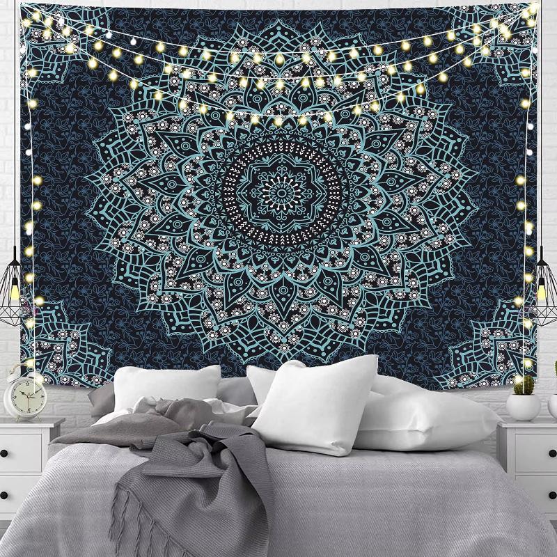 Boho Mandala Tapestry Psychedelic Bohemian Wall Hanging for Aesthetic Bedroom Living Room Home Decor
