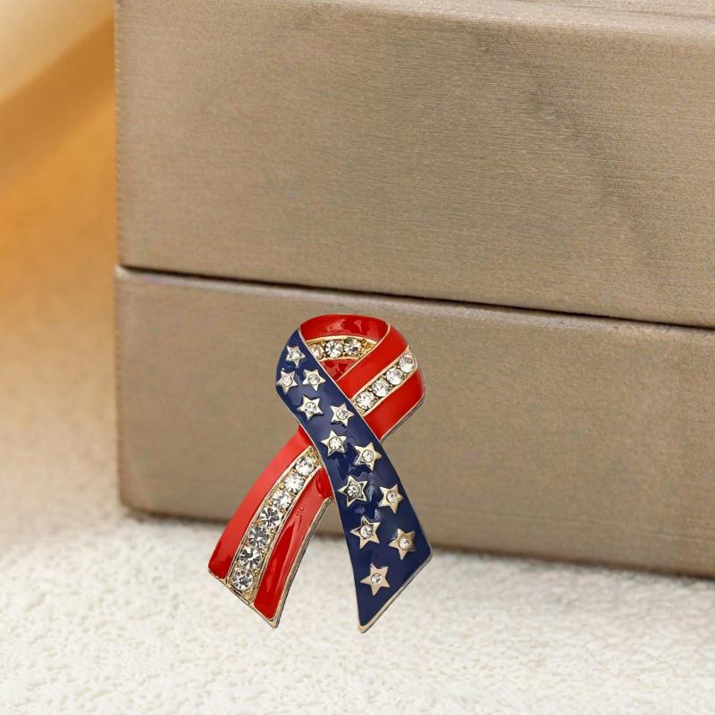 Amerikaanse Vlag Verkiezing Strik Broche - Gestreept Bloem Accessoire