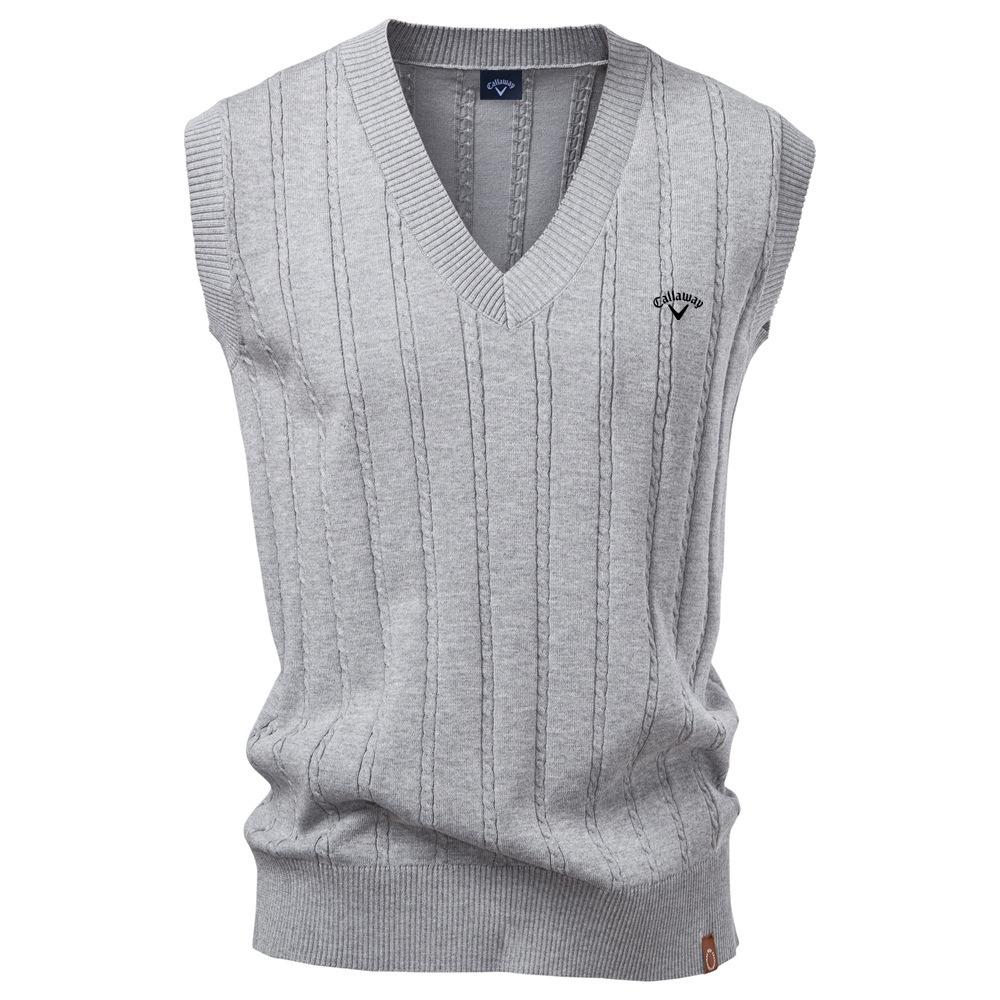 Callaway Výšivka Podzim/Zima 2025 Evropská velikost Výstřih do V Smažené koblihy Svetrová vesta pro pánský business svetr Vesta
