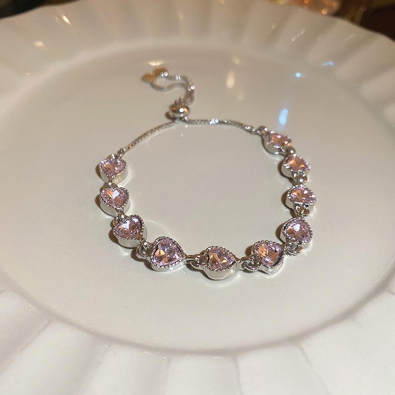 Pulsera Coreana de Zircón Esmeralda y Diamantes - Joyería de Amistad Brillante de Alta Gama para Mujeres a la Moda