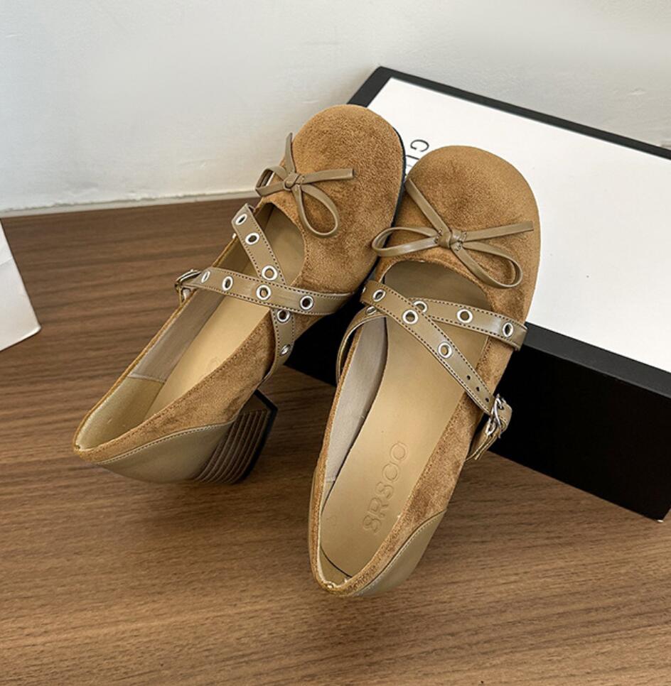 

Ретро Круглый Носок Туфли Мэри Джейн Женские Весенний Дизайн Обувь на Толстом Каблуке 2026 Новые Женские Туфли-Лодочки с Застежкой-Бабочкой для Вечеринки 35 коричневый