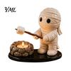 Unique Sculpture for Office Desk Halloween Campfire Tealight Holder, Mummy Ghost Scarecrow Resin Decorative Holder Wedding Candle Stand Desk,