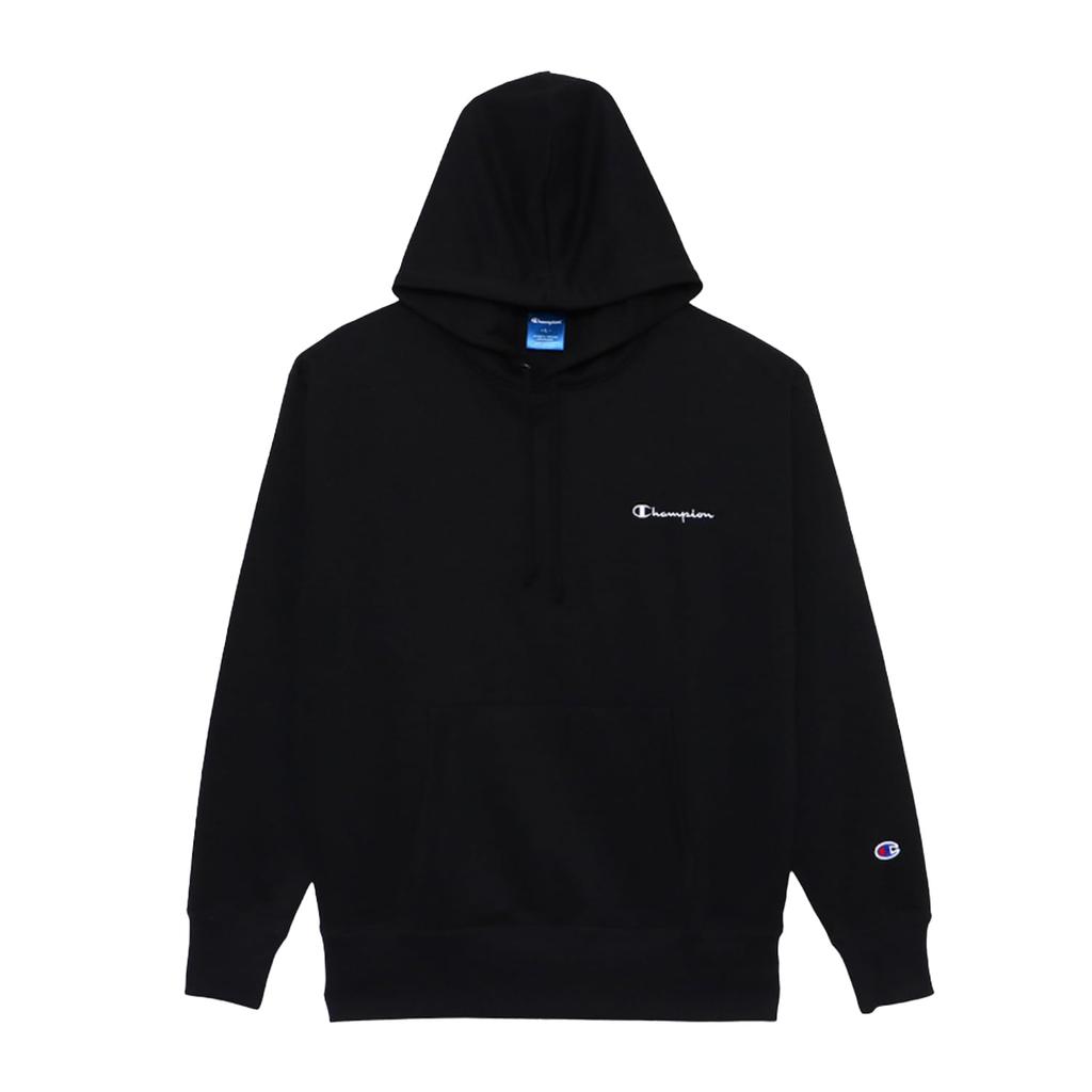 Hoodie Long Sleeve Fleece Embroidery Script Logo Hooded Sweatshirt Sports Black XL [Champion] Men's C3-YS151Z