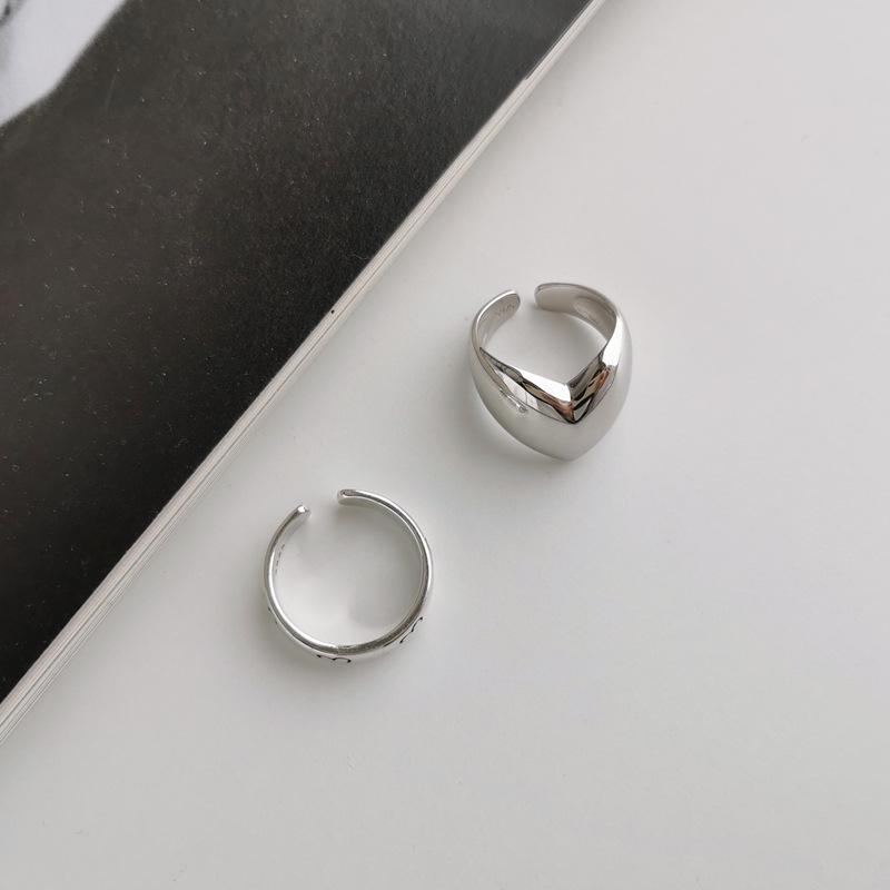 Japanese and Korean Style: S925 Sterling Silver Open Love Ring for Women