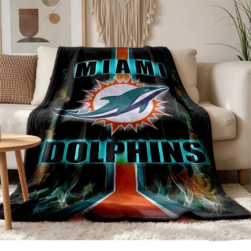 Miami Dolphins Soft and Comfortable Flannel Suitable for Sofas Living Rooms Outdoor Camping Travel and Also Makes a Great Anniversary Gif