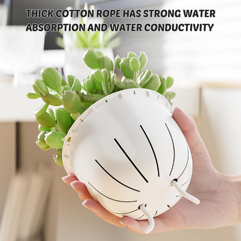 Hydroponic Plant Vase with Cotton Rope Plastic Creative Flowerpot Lazy Self Watering Vase Plant Pot for Home Garden Decoration