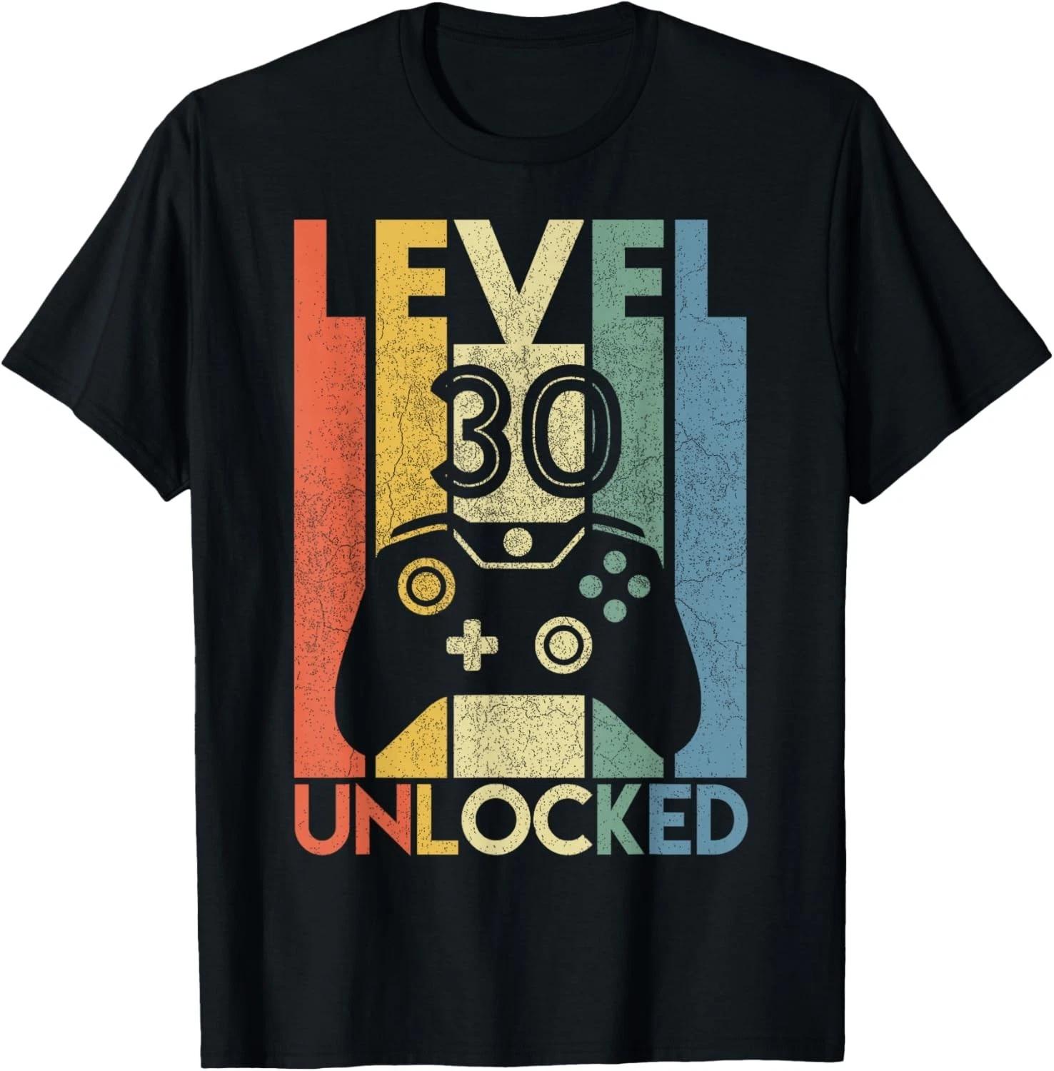 Level 30 Unlocked Funny Video Gamer 30th Birthday Gift Unisex T-Shirt 2XL