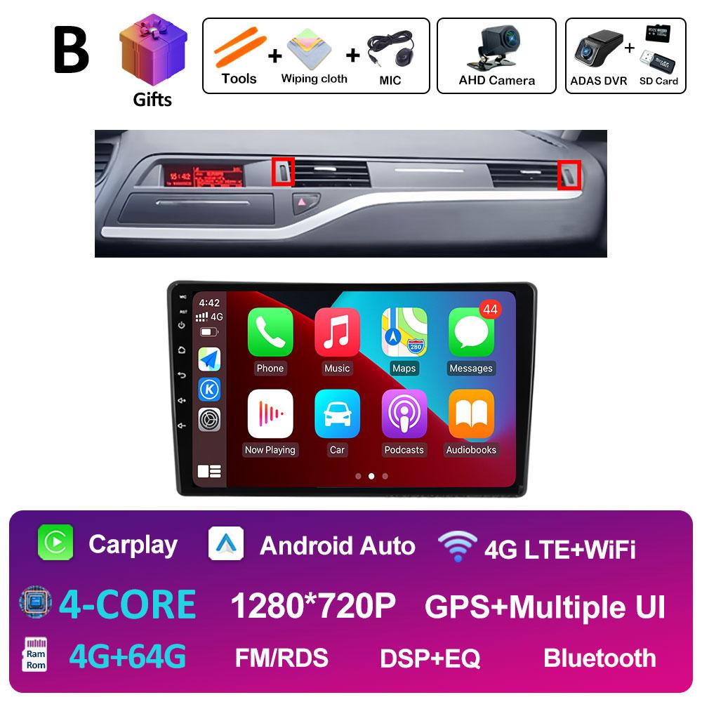 GPS Navigation Android 14 For Citroen C5 2008 2009 2010 2011 2012 2013 - 2017 Car Multimedia Radio Video Player QLED IPS Screen