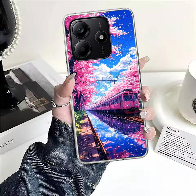 Retro Japanese Sakura Train Soft Phone Case For Xiaomi Redmi Note 15 14 14S 13 12 Pro Plus 12S 11 11S 11E 10 10S 11T 5G Fundas C