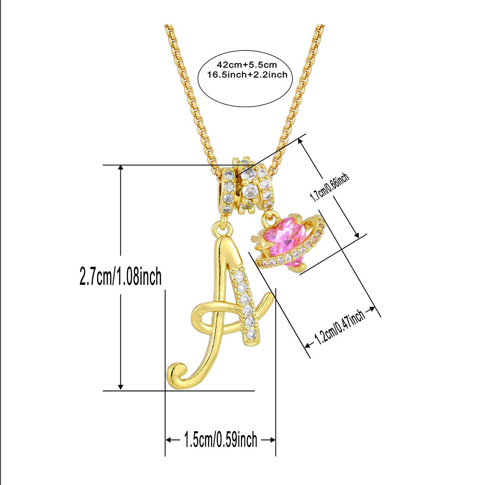 Women's Initial Heart Necklace Name Art Design Letter Jewelry Chain Adjustable Accessories