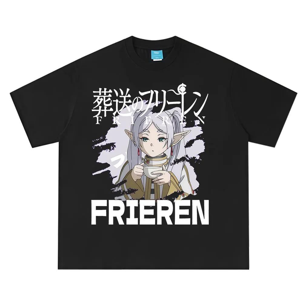 

Anime Frieren_ Beyond Journey s End Frieren Graphic T-shirt Men Women Clothing Fashion Short Sleeve 100_ Cotton Summer T-shirts S чёрный