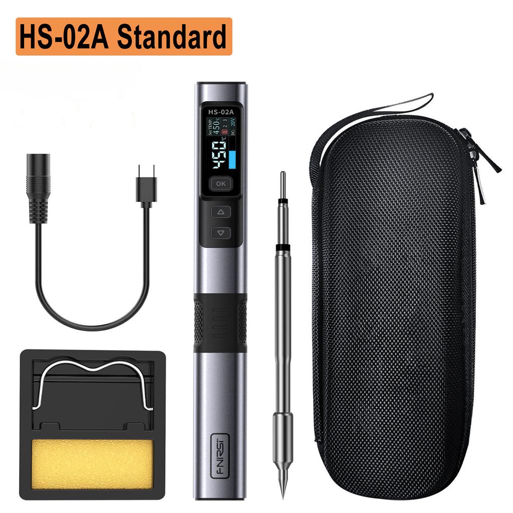 FNIRSI HS-02 Smart Electric Soldering Iron 100-450℃ Temp Adjustable PD 100W Portable Welding Rework Station Solding Irons Kit