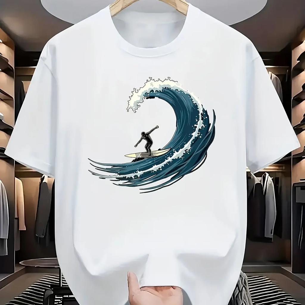 Unisexs Summer Fashion Casual Loose Print Sports Round Neck Short Sleeved Tshirt Top