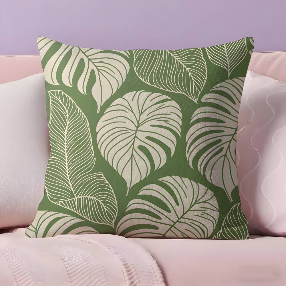 Modern style Leaf art Pillow Case  Ultra Soft Skin Friendly Fabric Cloud Like Comfort & Concealed Zipper