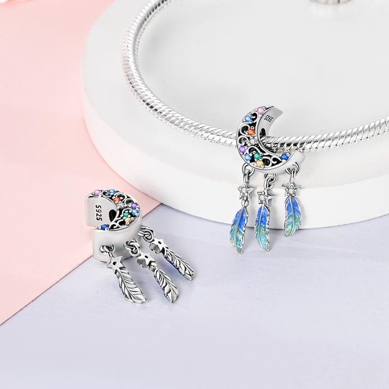 Colorful Copper Shiny Heart Beads & Sparkling Bows Dangle Charm Fits Bracelet Necklace Women'S Exquisite Gifts