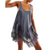 Dame Blonder Flytende Kjole Ermeløs Ryggløs Lav Utringning Underkjole A-linje Kort Kjole Boho Sommerkjole