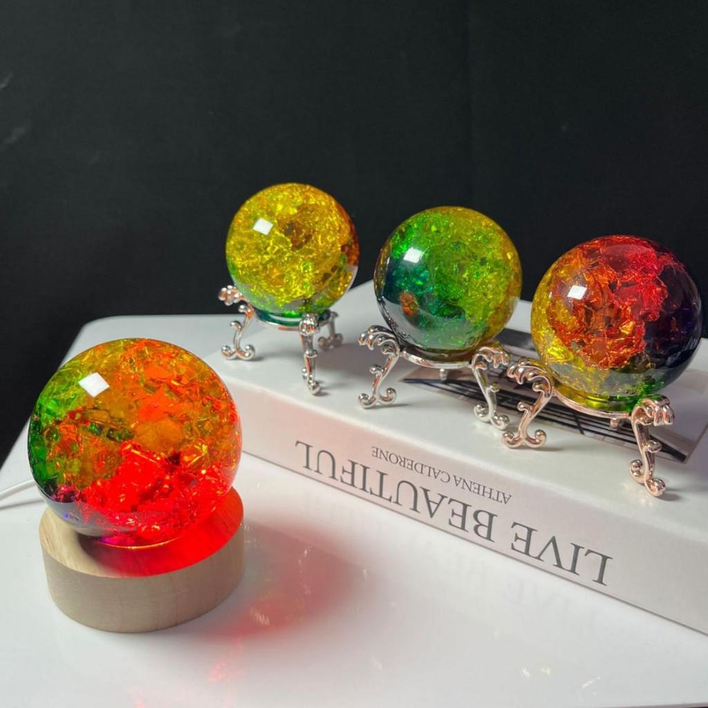 Colorful Crystal Ice Crack Ball Ornament for Fish Tanks and Fountains