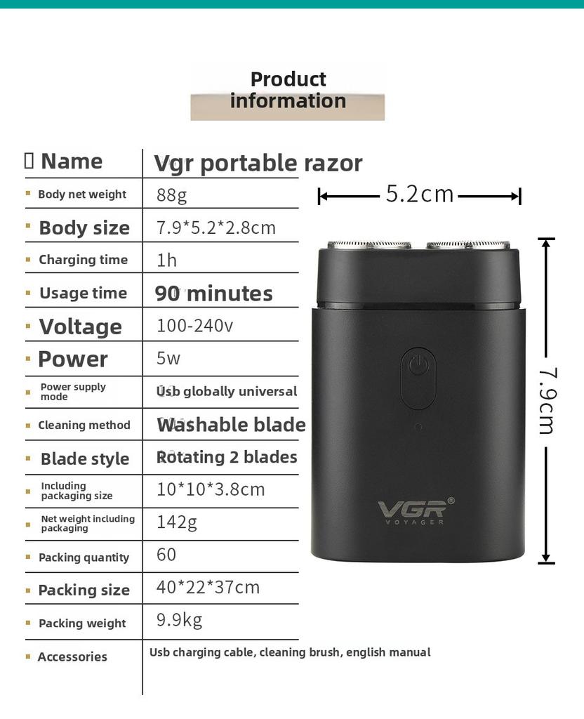 Multifunctional Rotary Electric Shaver for Men with Bald Heads Rechargeable Razor with Powerful Power and Long Battery Life Dual-blade Design