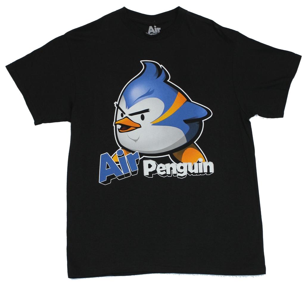 Air Penguin Adult New T-Shirt - Classic Logo On Black