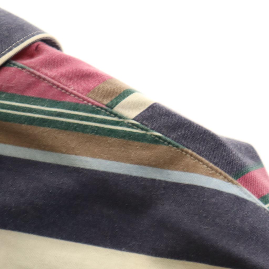 Wrangler 90s Old Striped Pattern Short sleeve shirt 17 Navy Men's Used