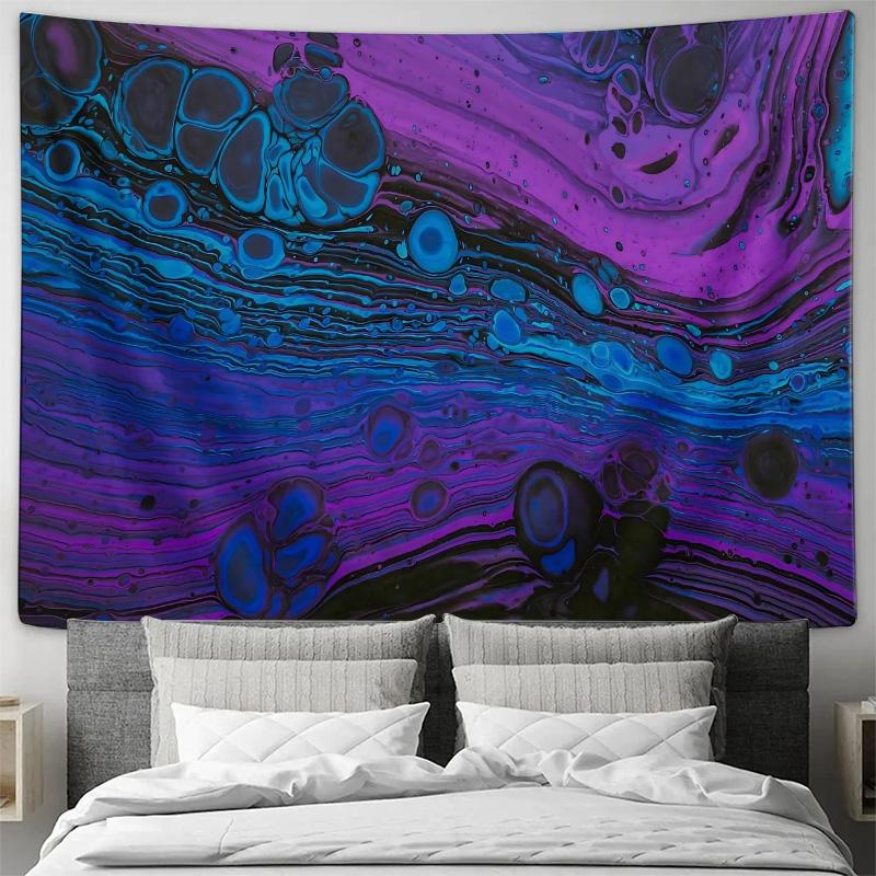 Purple Blue Abstract Fluid Art Wall Tapestry Machine Washable All Season Decor Art Print Modern Design Home Elevate Your Space