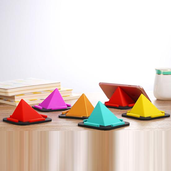Phone Holder Pyramid Silicone Adjustable Viewing Shape Non-Slip Angles Smartphone Desk Stand