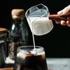 Glass Measuring Cup Wood Handle Glass Espresso Measuring Cup Single Milk Coffee Clear Jug Coffee Supplies Kitchen Measure Mug