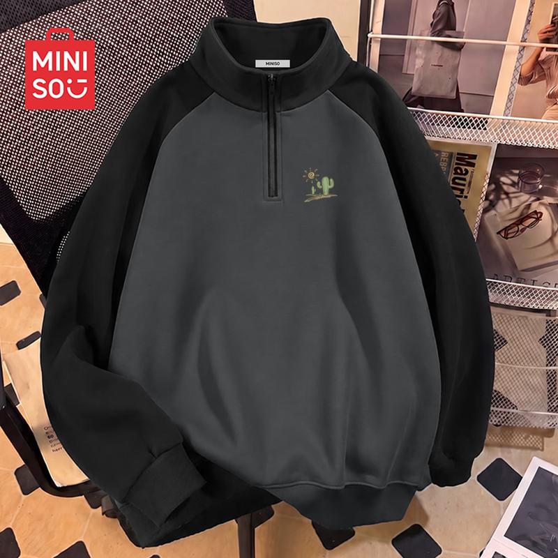 MINISO Men's Casual Half-Zip Pullover Sweatshirt