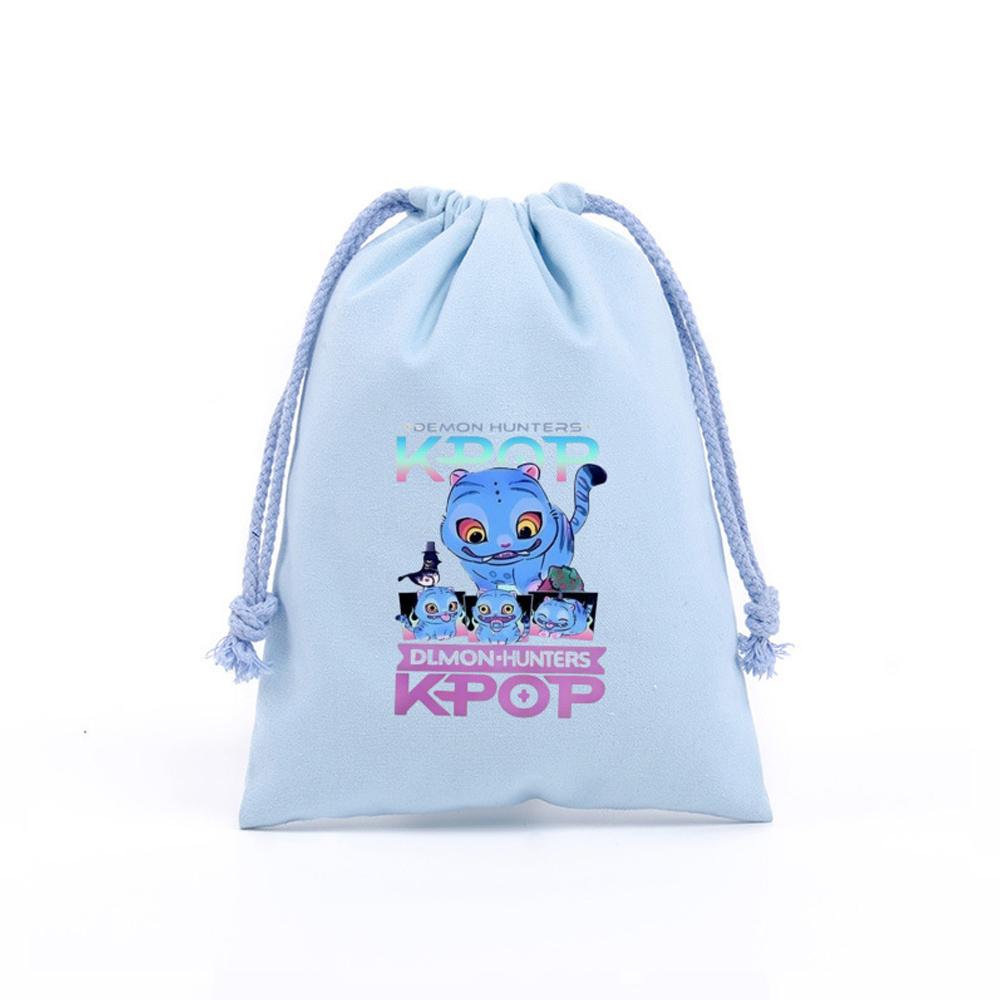KPop Demon Hunters Storage Drawstring Bag Music Cartoon Party Cookies Candy Package Kids Gift Bags Print Cotton Key Pouch