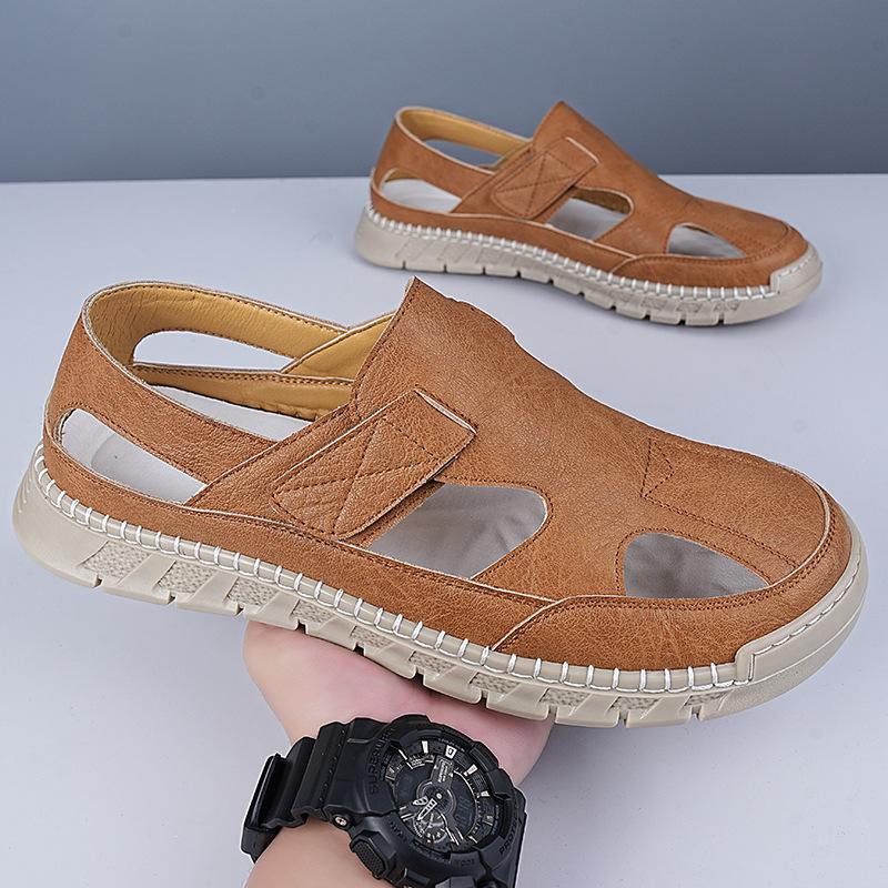 

Прямые туфли с дырками мужские туфли нескользящие дышащие мужские кожаные сандалии 44