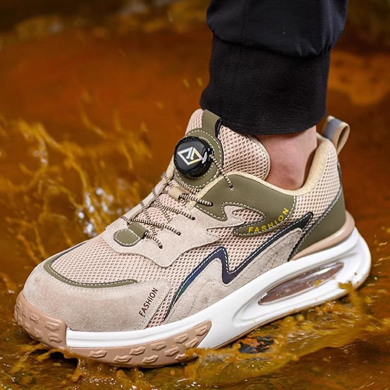 Non-Slip Work Safety Shoes For Men Steel Toe Cap Protective Shoes Puncture-Proof Work Shoes Sneakers Rotating Button Men Shoes