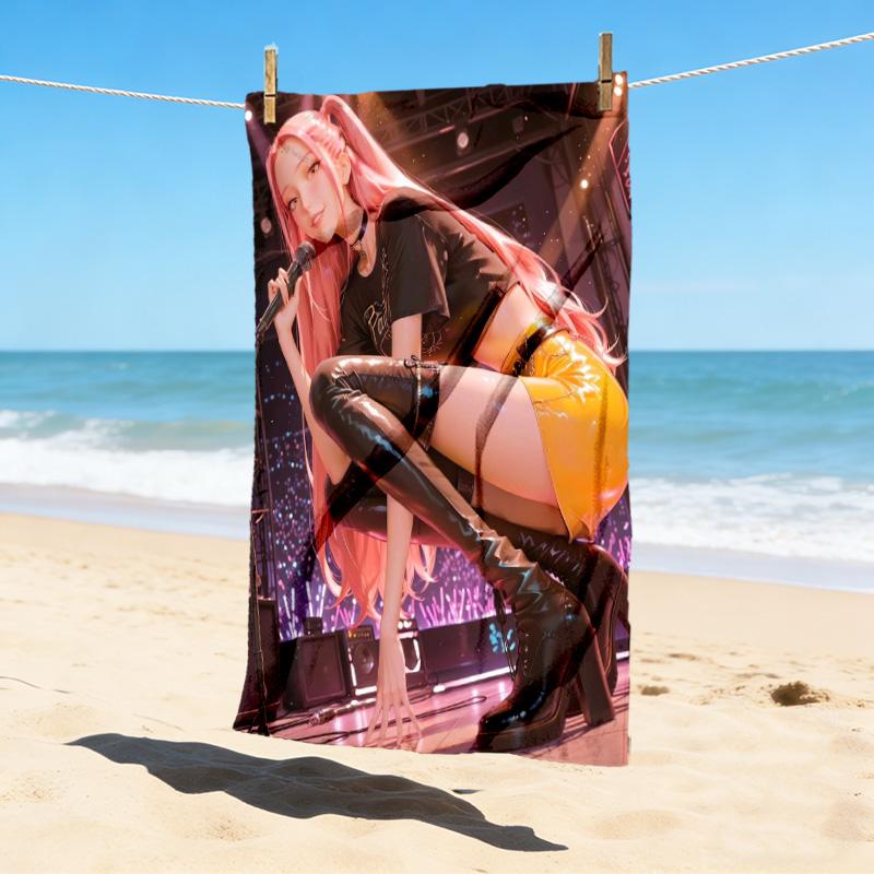 Pink Hair Singer Stylish Digital Printing Beach Towel Quick Drying Absorbent Blanket For Beach Pool Gym Travel Christmas Gift C9211254