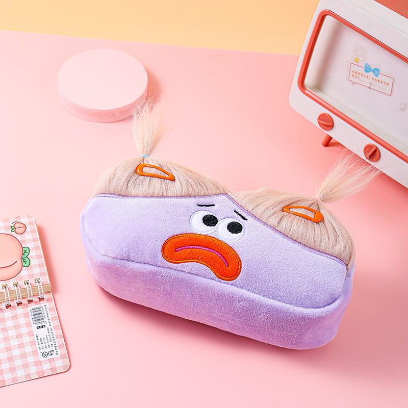 Fluffy Monster Pen Case With Large Eyes And Soft Plush For Girls And Kids