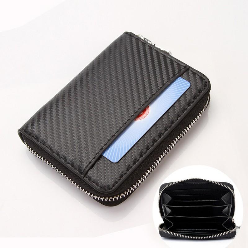 Men's Wallet Popular Carbon Fiber Pattern Short Zipper Change Purse