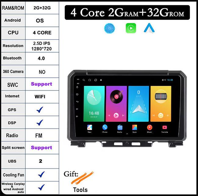 

9-дюймовый Android 14 для Suzuki JIMNY 2018-2020 Автомобильный радиоприемник Мультимедиа Видеоплеер Навигация GPS IPS Сенсорный экран