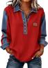 2026 new European and American style 3D printing color matching denim knitted sweater women's loose long-sleeved lapel pullover cross-border explosion