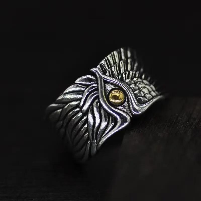 Retro Goth Black Color Angel Demon Wing Rings for Men Women Personality Adjustable Stainless Steel Couple Rings Punk Jewelry