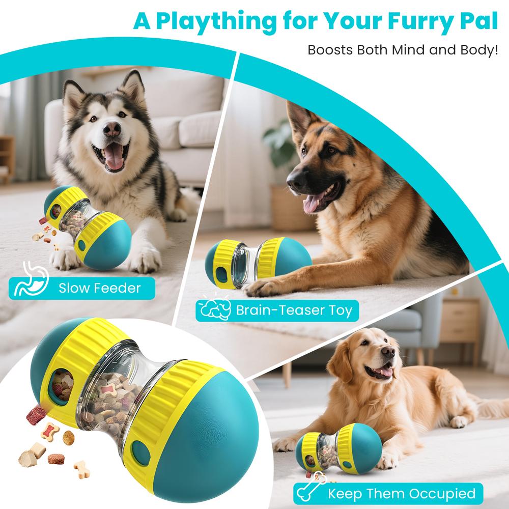 Hund Futterball Tumbler Langsamfütterer Auslaufender Futterball Futterspender Interaktives Jagd-Trainingsspielzeug für Kleine Mittelgroße Große Hunde