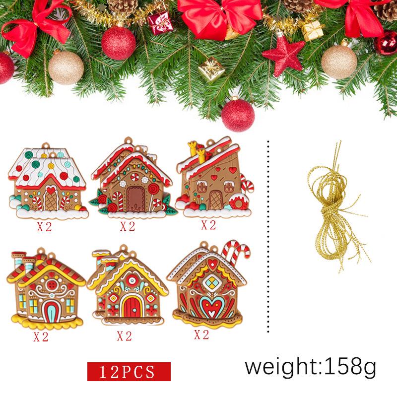 Cross-Border PVC Gingerbread House Ornaments - Soft Rubber Hanging Decorations for Christmas Trees & Scenes